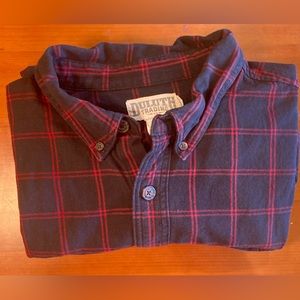 Duluth Trading Co Relaxed Fit Flannel Shirt Size 2XLT Black Red Long Sleeve